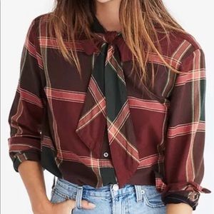 Madewell Plaid Shirt with Tie